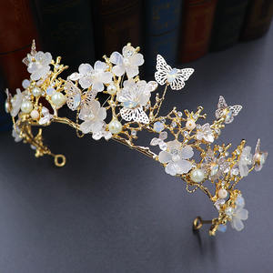 Barroco Vintage reina perla diadema boda corona Tiara para novia graduación y novia flor accesorios para el cabello cristal para mujer - Product Image 2