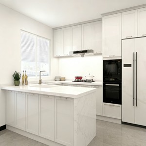 Gabinetes de Cocina Modernos de Diseño Personalizado de Lujo con Almacenamiento Completo, Encimera de Cuarzo y Electrodomésticos Integrados de Acero Inoxidable Negro - Product Image 5