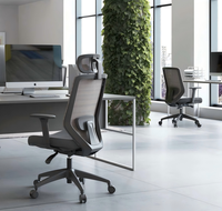 Chaise de bureau ergonomique avec dossier mi-haut en maille, pivotante, avec roulettes, pour un soutien lombaire confortable