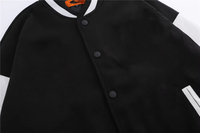 Vente en gros de patchs en chenille brodés personnalisés corps en laine manches en cuir veste universitaire bleu clair Letterman Baseball College