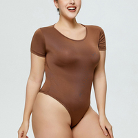 Großhandel Rundhals ausschnitt Abnehmbarer Schritt Kurzarm Lady Bodycon Abdominal Tight Slim Female Jumps uit Bodysuit für Frauen