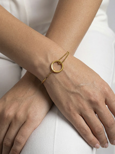 French Style Geometric Circle Linked <b>Bracelet</b> Stainless Steel Minimalist Ladies <b>Bracelet</b> 18K Gold Plated Jewelry - Product Image 5