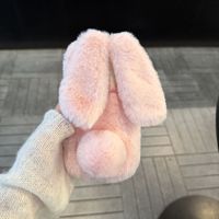 Étuis de téléphone portable en tissu de coton chaud pour l'hiver, antichoc, avec porte-cartes, pour 17/16/15/14/13/12/11 Pro Max, coque oreilles de lapin