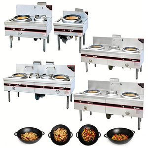 Wok authentique en acier inoxydable à 2 brûleurs, de style chinois, à allumage automatique, vertical, de classe énergétique A, pour cuisinière - Product Image 1