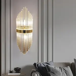 Lampu dinding kaca klasik dekoratif pasang di lorong, desain lampu tempat lilin dinding Led Modern untuk ruang Hotel