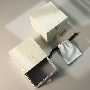 3D Embossed Pattern Slide <b>Drawer</b> Jewelry <b>Box</b>, Custom Size & Color Luxury Jewelry Gift <b>Storage</b> <b>Box</b> - Product Image 2