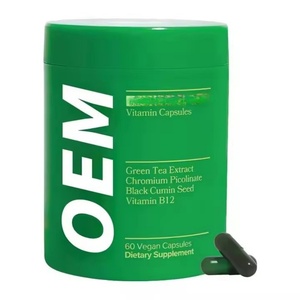 60 Capsules Végétaliennes pour le Métabolisme des Femmes, Extrait de Thé Vert, Soutien Diététique, Graines de Cumin Noir, Vitamine B12, Pilules Minceur - Product Image 1