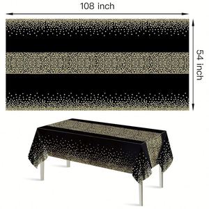 54x108inch <b>Rectangle</b> <b>Tablecloth</b> Gold Dot Disposable <b>Tablecloths</b> Plastic <b>Tablecloth</b> Party Table Covers for Birthday Thanksgiving - Product Image 2