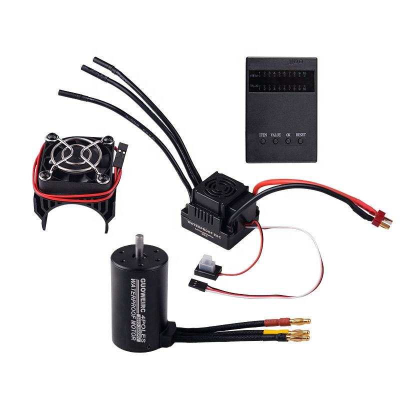 Waterproof 3650 3660 3670 Brushless Motor 60A 80A 120A ESC Programming Card  Heatsink Fan for 1/10 1/8 RC Racing Cars Trucks