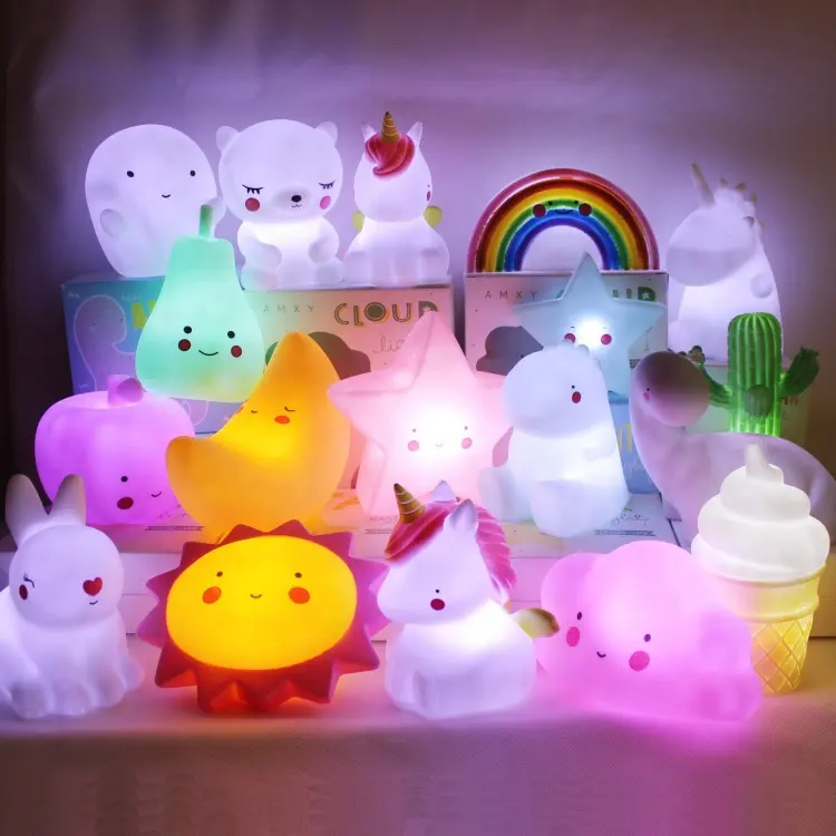 Ins 3D Unicorn cartoon MINI night lights LED bedroom bedside lamp children luminous toy