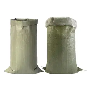 Materiale di riciclo verde sacco allagamento PP 50Kg tessuto vuoto imballaggio 25 libbre costruzione polipropilene sacco di sabbia con rivestimento in PE