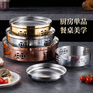 304 Stainless Steel Hammered Shallow Soup Pot With Alcohol Stove Commercial Cooking Equipment - Product Image 1