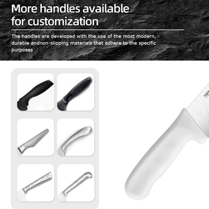 Ensemble de couteaux de cuisine OEM d'usine, 8 pièces, avec bloc de rangement, manches en PP blanc, en acier inoxydable à haute teneur en carbone, forgés à la main, ambidextres - Product Image 6