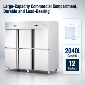<span class=keywords><strong>Réfrigérateur</strong></span> commercial en acier inoxydable à 6 portes, congélateur vertical, refroidisseur de cuisine industrielle avec roulettes - Product Image 4