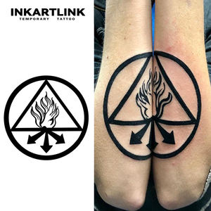 INKARTLINK Autocollant de tatouage symbole d'alchimie Flamme sacrée Triangle Herbal 15 jours Semi-permanent Art corporel Avant-bras Paire Vente en gros - Product Image 2