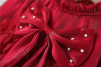 Robe de princesse à nœud papillon rouge 3D avec rose, tenue de fête mignonne pour bébé fille, printemps-automne