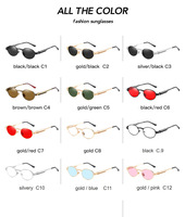 QSKY Vente chaude Lunettes de soleil tendance classiques ovales en métal personnalisées rétro design UV400 tendance extérieure style steampunk avec branches à ressort