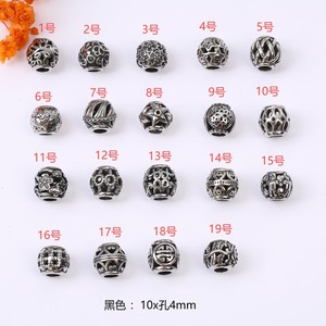 อุปกรณ์ตกแต่งลูกปัดสแตนเลสสีดำชุบทองคำสีกุหลาบ สำหรับทำสร้อยข้อมือ DIY ขนาด 8 มม. รูปทรงกลมลายฉลุ อุปกรณ์ทำเครื่องประดับ - Product Image 4
