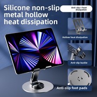 Support de téléphone pliant rotatif à 360 degrés en alliage d'aluminium étanche Support de téléphone universel en métal pour lit de tablette de bureau
