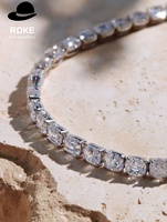 Chaîne en corde de 2 mm/3 mm |   Or blanc massif 10 carats avec diamant de laboratoire taille radiant |   Bijoux de luxe unisexes pour tous les jours, cadeau de mariage