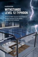 Auvent de pluie manuel de luxe moderne en aluminium résistant aux UV avec revêtement PVDF indépendant, adapté aux balcons