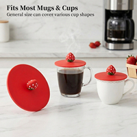 Couvre-tasse en silicone avec un adorable dessin animé 3D d'animaux et de fruits, couvercle de tasse réutilisable, anti-poussière, hermétique
