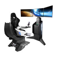 Simulador de Vuelo YHY de 32 Pulgadas con Tres Pantallas, Silla Giratoria de 360°, Cine 9D VR con Asiento con Movimiento para Parques Temáticos de Realidad Virtual