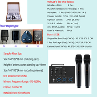 Micrófono Inalámbrico Profesional de Metal, Sistema de Karaoke, Mezclador, Receptor, Micrófonos Dobles, HD ARC Óptico, BT 5.0, Smart TV, Cine en Casa, PC