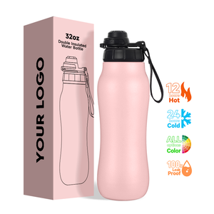 Bouteille d'eau de sport en acier inoxydable Flacon isolé multifonctionnel en forme de <span class=keywords><strong>gourde</strong></span> pour activité de plein air Voyage Drinkware froid - Product Image 1