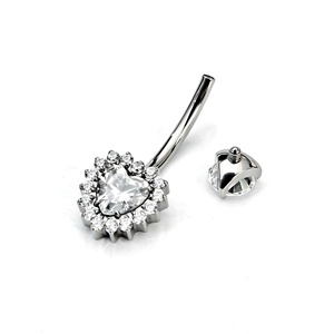 Anillo de Ombligo Clásico de Titanio ASTM F136 con Zirconia, Rosca Interna, Forma de Corazón, Longitud de Barra de 12 mm, Joyería Unisex para Piercing de Ombligo - Product Image 4