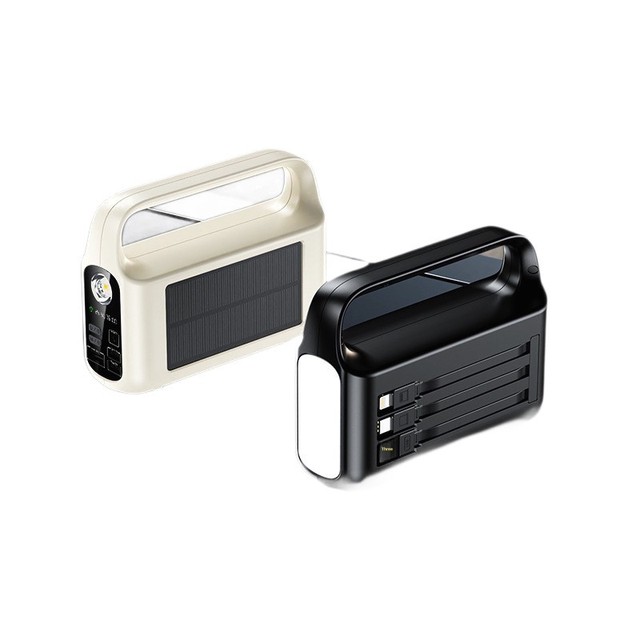 Solar Power Bank Built-In Cable 22.5W Fast Charging Outdoor Camping Light Portable Mobile Power Source Plastic