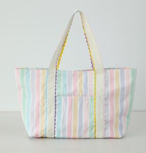 Sac fourre-tout en toile recyclée, très tendance, avec broderie décorative, portable, fermeture en polyester, idéal pour le shopping et les voyages. - Product Image 1