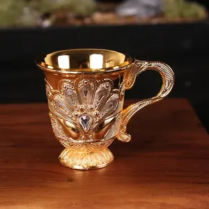 Small Wine Cup One Mouthful European High-end 30ml Baijiu Cup Creative Household Vintage Metal Glass Baijiu Cup