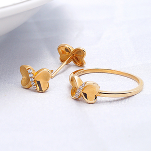 Anillo de Oro con Mariposa Pequeña ZS0010R con Circonita Cúbica, Joyería Fina de Oro Sólido de 18K para Mujer - Product Image 2