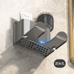 Hair Dryer Holder <b>Wall</b> Mounted <b>Corner</b> Storage Rack Graphite Gray Durable Bathroom <b>Shelf</b> - Product Image 2