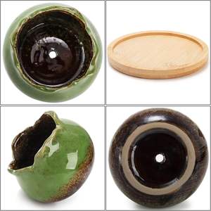 MDJ Lot de 6 pots à plantes succulentes et cactus en céramique émaillée de 4 pouces, écologiques, avec soucoupe de drainage, design moderne, pour intérieur/extérieur - Product Image 2