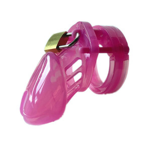 Cage de chasteté masculine en résine avec 5 anneaux pour pénis, verrouillage MUQU ZC-3108, noir/blanc/rose, jouet sexuel de bondage pour hommes - Product Image 4