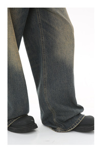 Fabrik Maßge schneiderte Herren bekleidung National Trend Retro Blau gewaschene <span class=keywords><strong>Jeans</strong></span> für Herren Lose gerade Beine und breite Beine für Herren - Product Image 6
