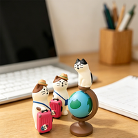 Figurines en résine mignonnes de chats et pandas de voyage, mini ornements animaux de dessin animé, décorations de bureau à domicile, cadeaux faits à la main, Pyramide, Religion, Amour