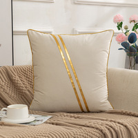 Vente en gros de housse de coussin en cuir velours patchwork gris or blanc housse de coussin de canapé dorée de luxe décorative