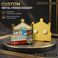 Magnet Kulkas Logam Kustom Paduan Seng Enamel Desain Bangunan 3D Relief Sepeda Bergerak Magnet Ganda Kuat Hadiah Suvenir