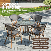 Tables et chaises d'extérieur empilables, modernes, personnalisées, résistantes à l'eau et au soleil, pour jardin/bar/café commercial