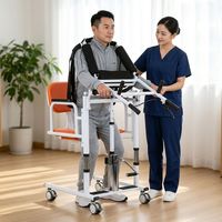 Chaise élévatrice hydraulique robuste pour transfert de patients, capacité 130 kg, en acier au carbone chromé noir, portable et réglable pour soins infirmiers