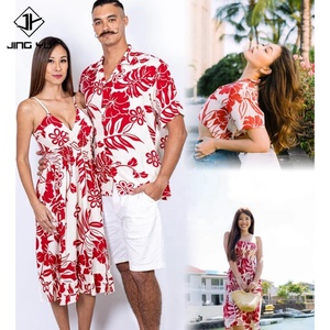 Vêtements de villégiature hawaïens super doux assortis pour la famille, chemise hawaïenne, robe, vente en gros 2025 - Product Image 1