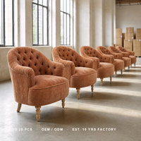 Fauteuil d'appoint capitonné en chêne massif, revêtement en chenille, pour salon et chambre à coucher, vente en gros OEM ODM