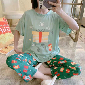 Piyama Ropa De Dormir Mujer piyama De Navidad Manga Corta wanita Psj Set piyama Natal yang cocok keluarga - Product Image 4