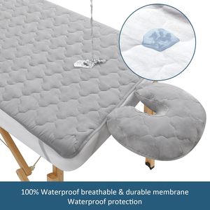 Drap-housse matelassé 100 % imperméable en microfibre douce, uni, 200 fils/cm², avec bande élastique pour table de massage et spa - Product Image 4