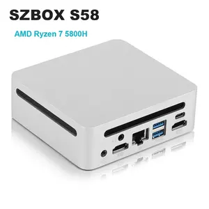 SZBOX S58 AMD R 7 5800H मिनी पीसी 16GB 500GB विंडोज वाईफाई 6 BT 5.2 DDR4 3200MHz PCIe 4.0 SSD मल्टी टास्किंग ट्रिपल डिस्प्ले कंप्यूटर