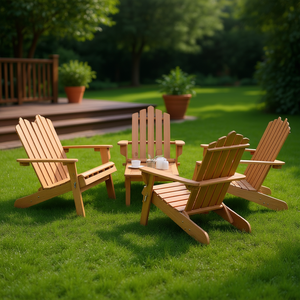 Ensemble de salon de jardin en bois d'acacia massif naturel, 4 places, mobilier d'extérieur au design élégant, résistant aux intempéries - Product Image 2