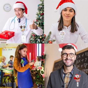 Porte-badge rétractable PinGlory <span class=keywords><strong>de</strong></span> haute qualité pour infirmière, avec paillettes liquides et acrylique, design personnalisable, idéal pour Noël - Product Image 2